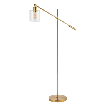 Kathryn Classic 60" Iron/Seeded Glass Adjustable Head Modern LED Floor Lamp - JONATHAN Y